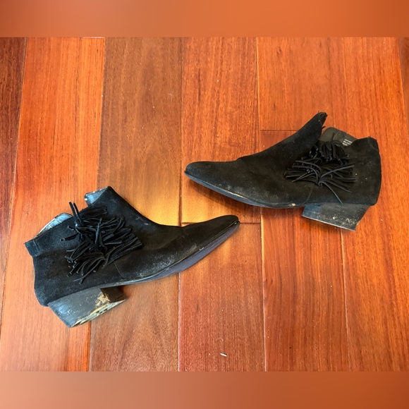 Black ankle boots with fringe size 10 - Picture 4 of 5